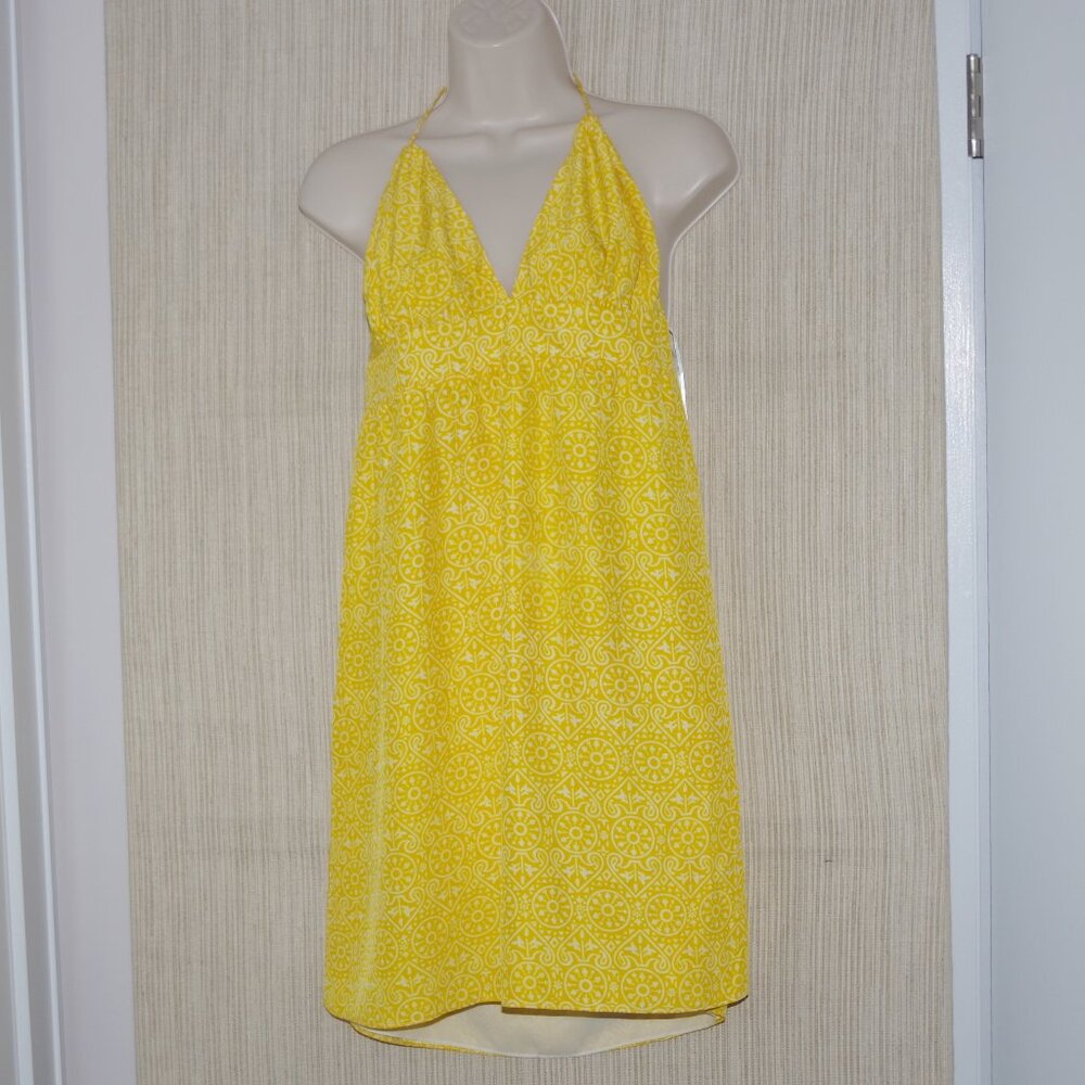 Alice  & Trixie yellow Print silk mini open back mini dress Size:L